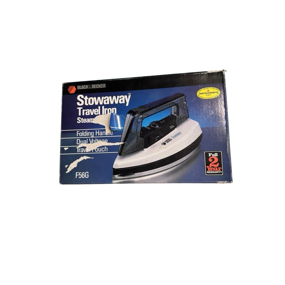 Black & Decker Stowaway Travel Iron F56G – Steam & Dry – Dual Voltage - Tested